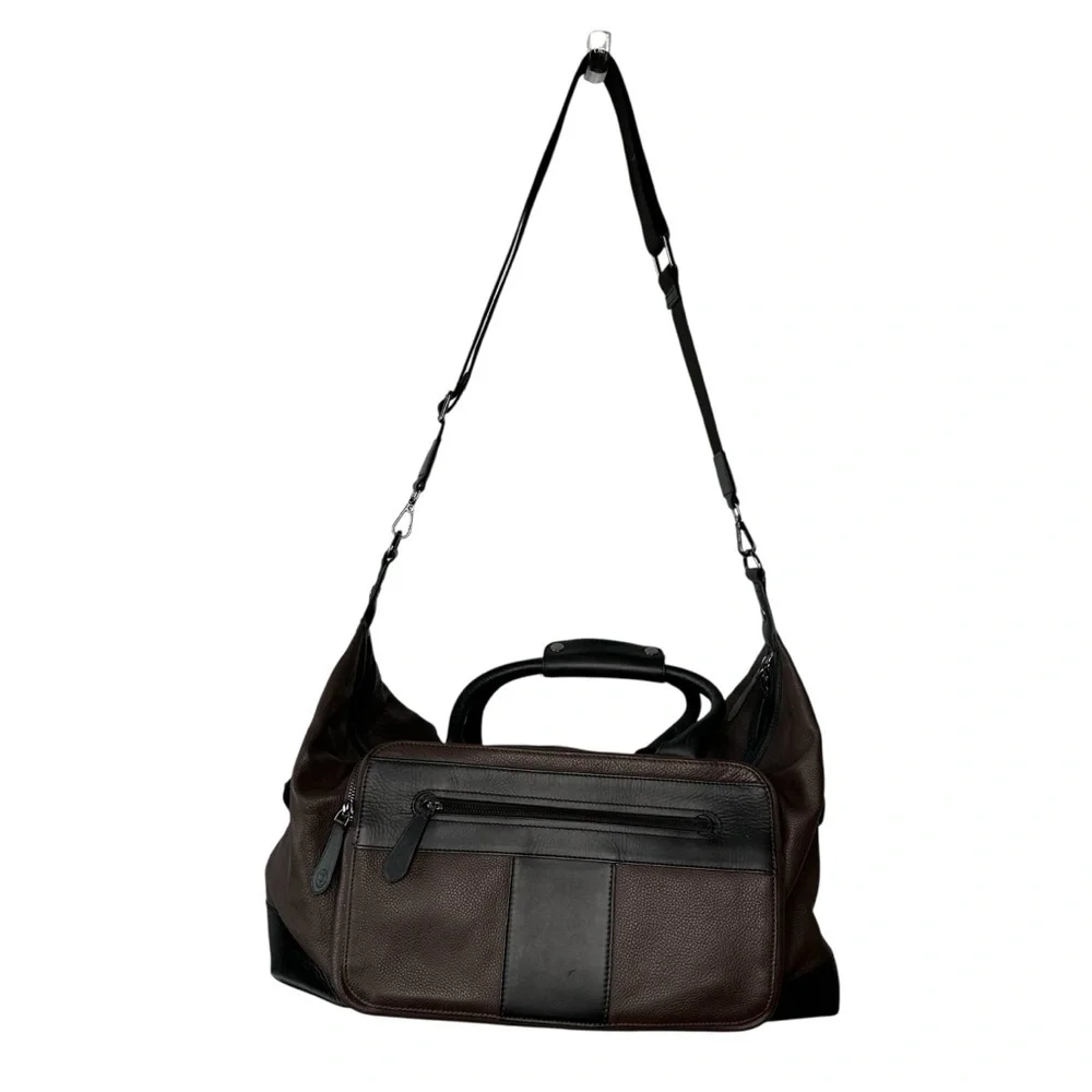 Ted Baker Trevir Equestrian Heritage Leather Duffle Bag In Brown Black